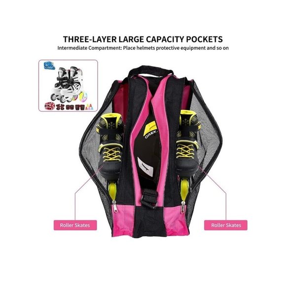 Roller Skate Bag, Breathable Ice Skate Bags with Adjustable Shoulder Strap-New - Picture 2 of 3